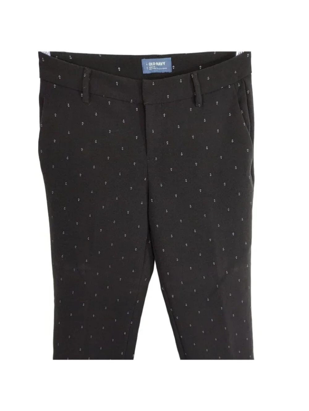 Old Navy Black Harper Mid-Rise Pants Ankle Crop Women Size 4 Nautical Anchor - Picture 2 of 9